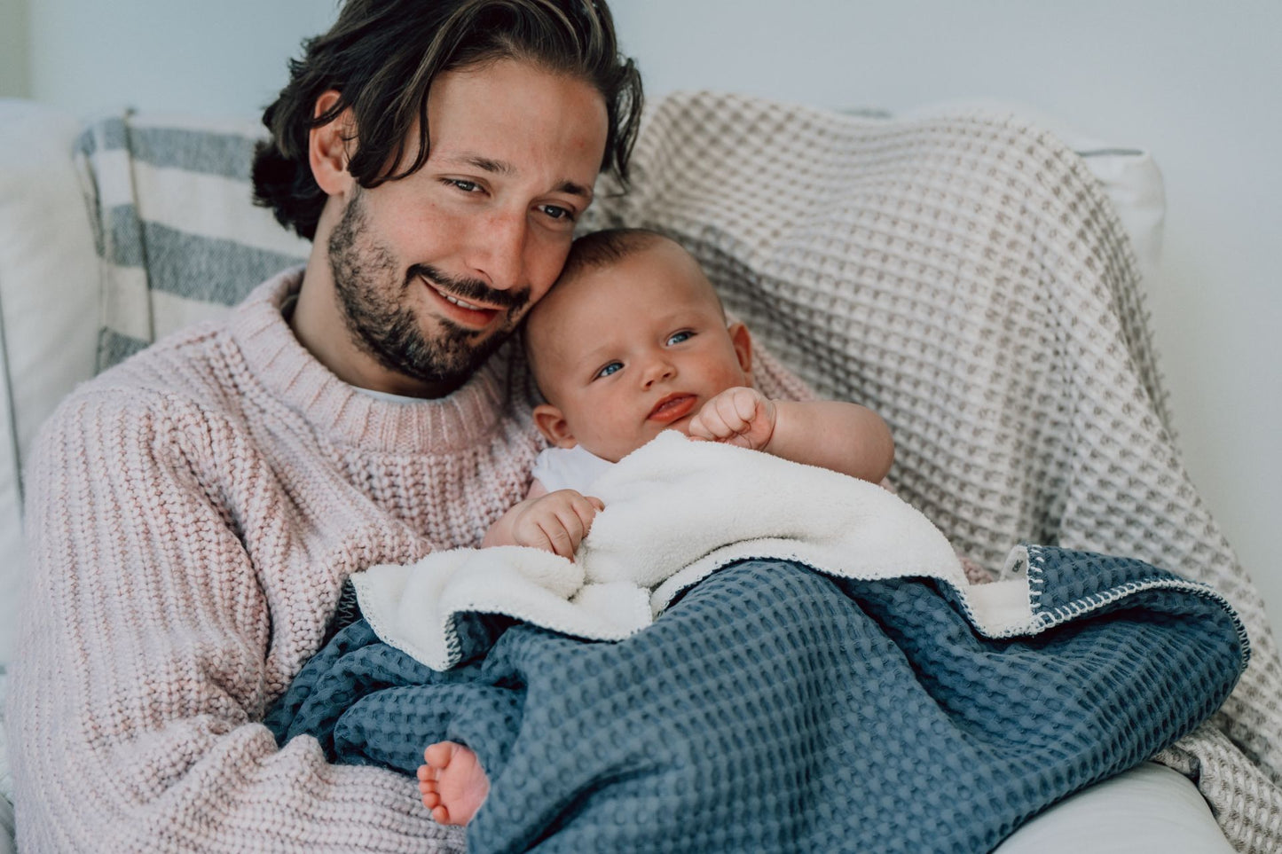 Koeka | Wieg -en ledikantdeken Wafel/Teddy Oslo Bluestone