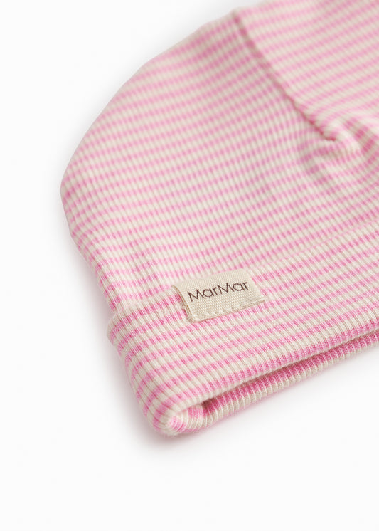 MarMar Copenhagen | Aiko, mutsje modal fine rib pink stripe