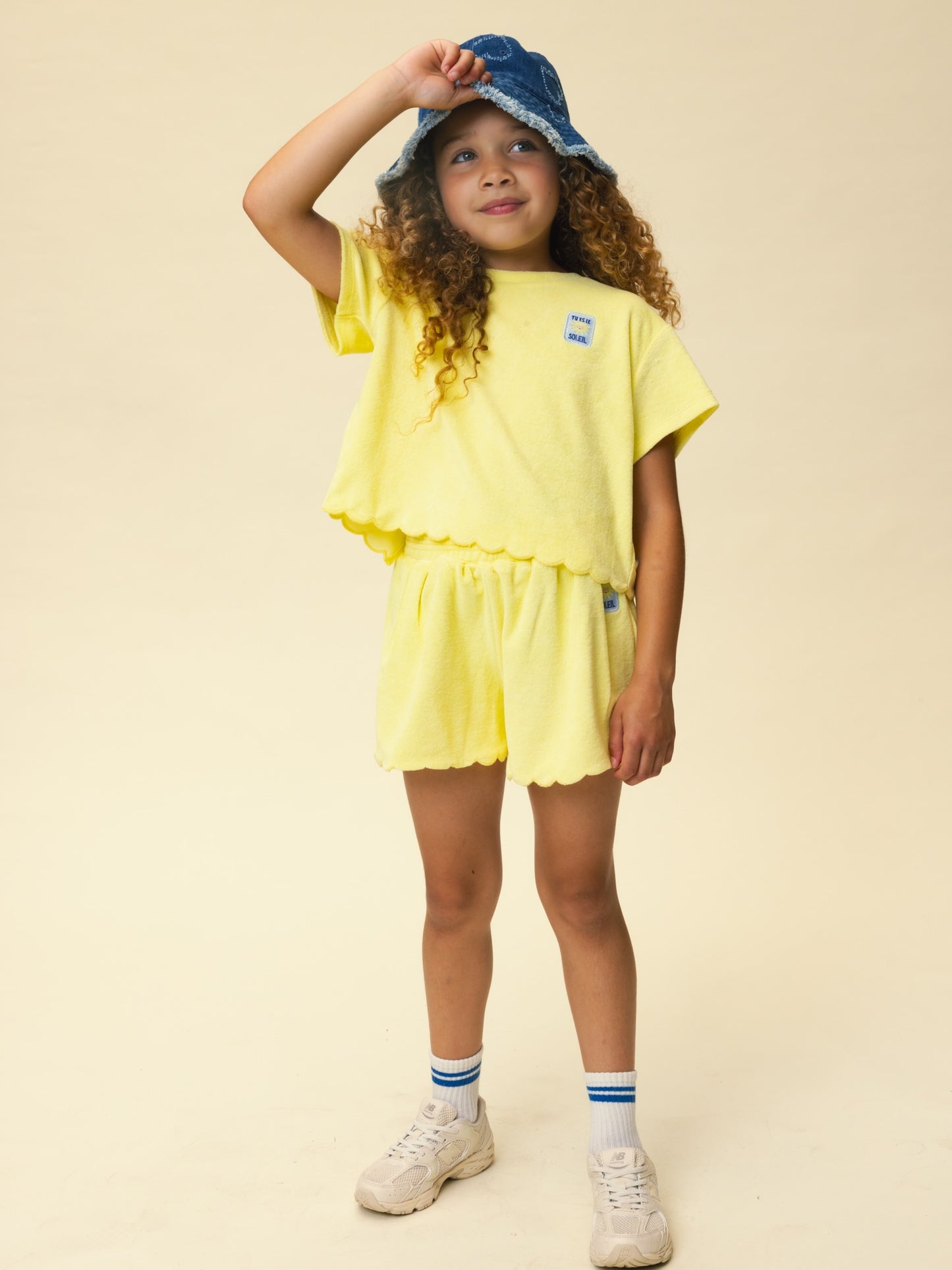 Looxs | Gele badstof meisjes short met elastische taille