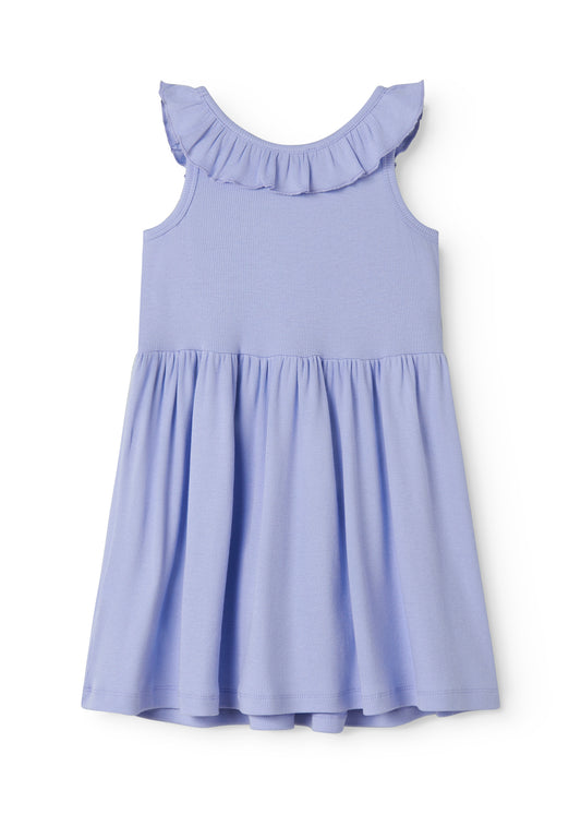 MarMar Copenhagen | lila meisjes jurk – modal rib jurk met ruches