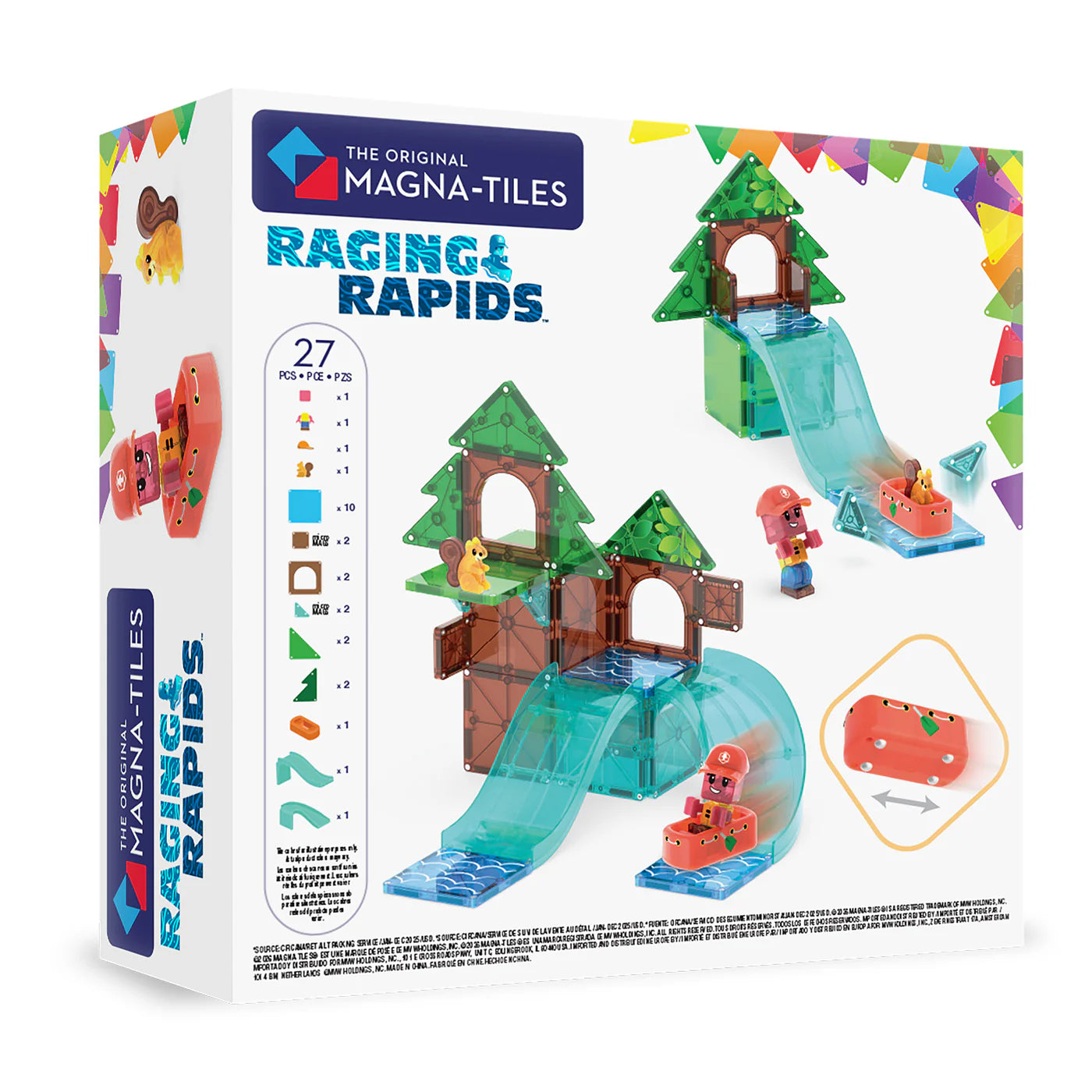 Magna-Tiles | Raging Rapids – 27 Delige Magnetische Bouwset met Waterglijbanen