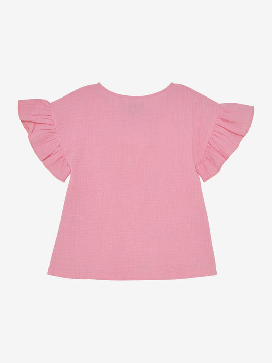 Huttelihut | Blouse SS Muslin Plumeria roze