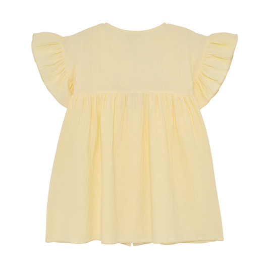Huttelihut | Dress SS Muslin Double Cream geel