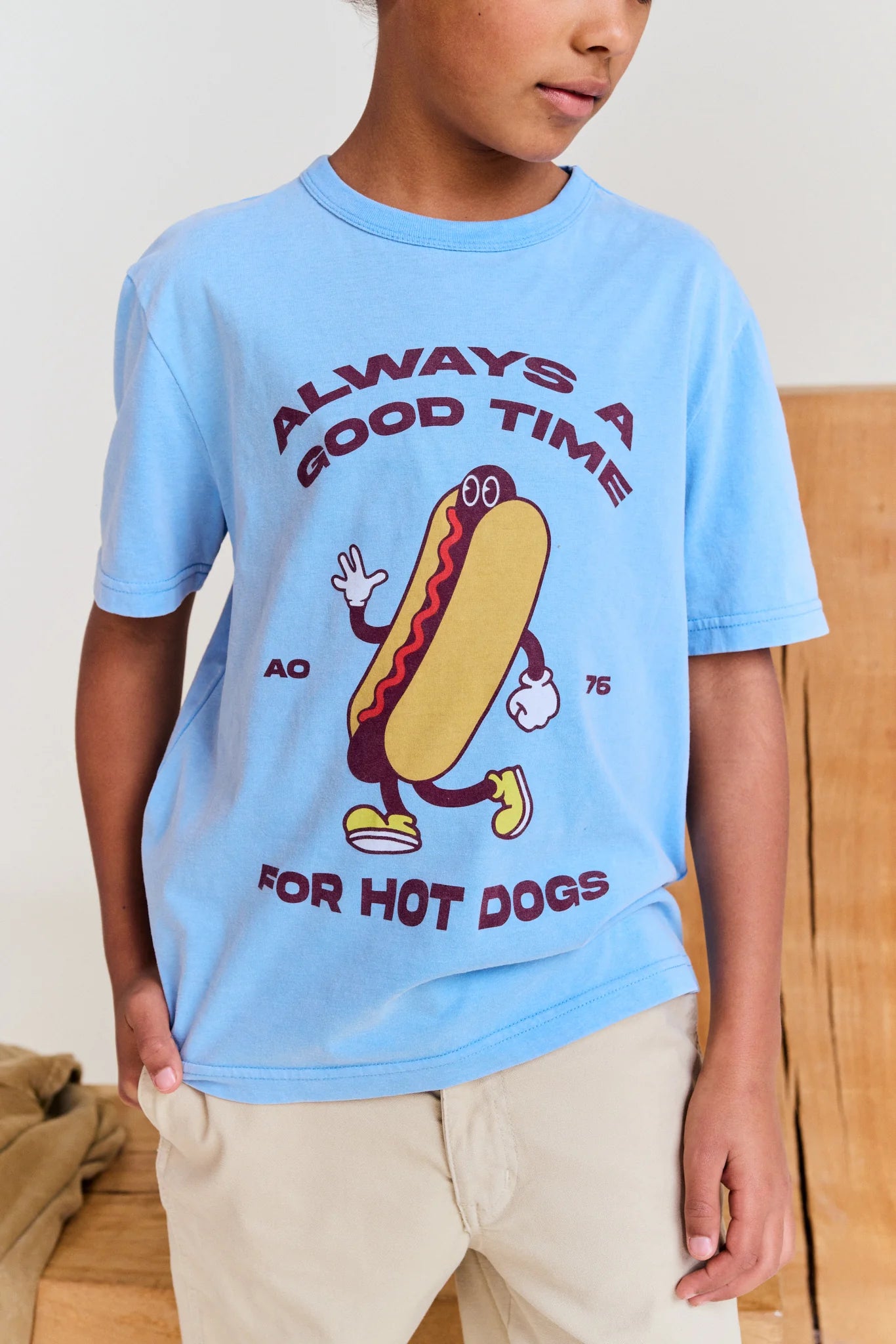 A076 | Mat T-shirt Hot Dog - Sky Blue