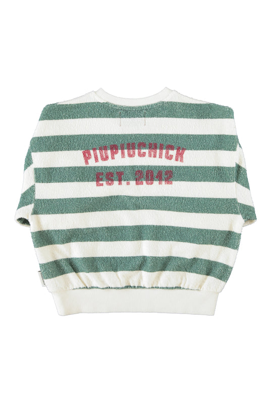 Piupiuchick | Sweater ecru-groen gestreept met logo