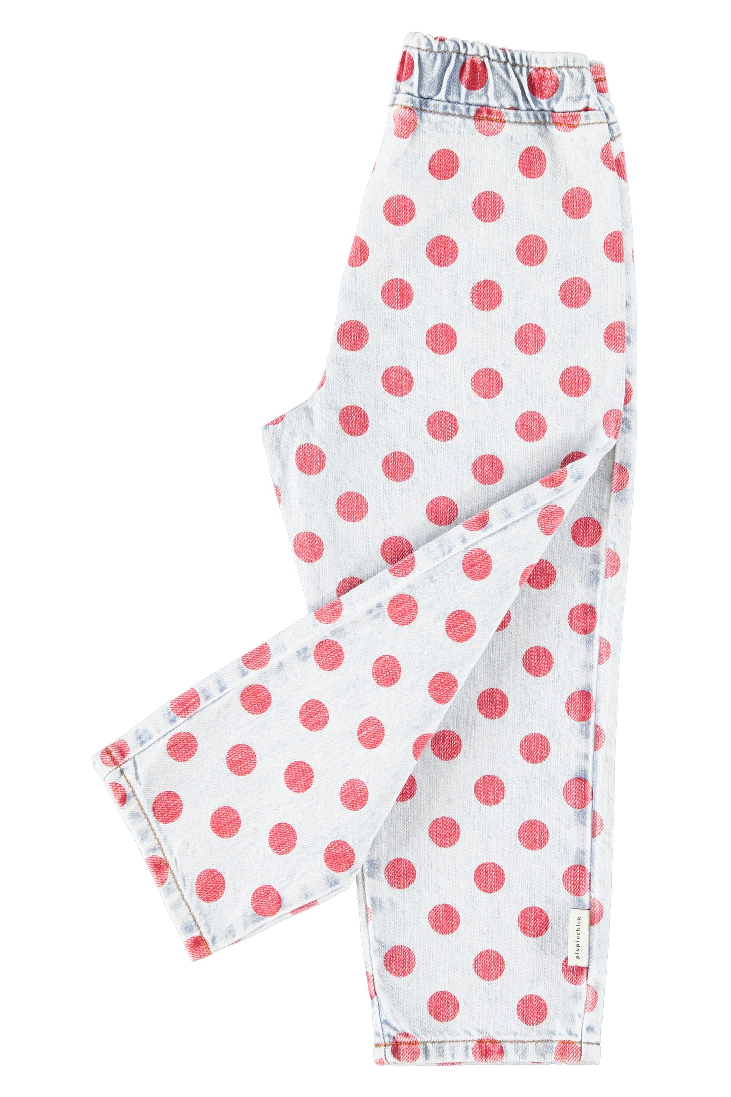 Piupiuchick | Denim broek lichtblauw met rode stippen
