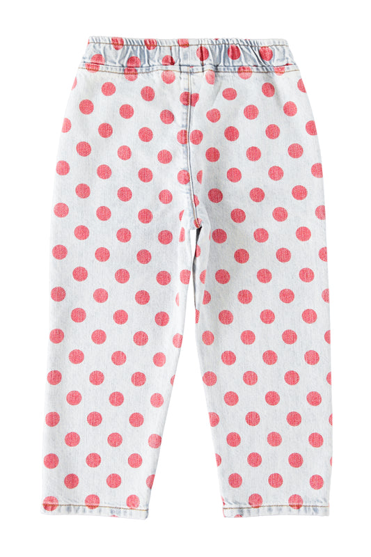Piupiuchick | Denim broek lichtblauw met rode stippen