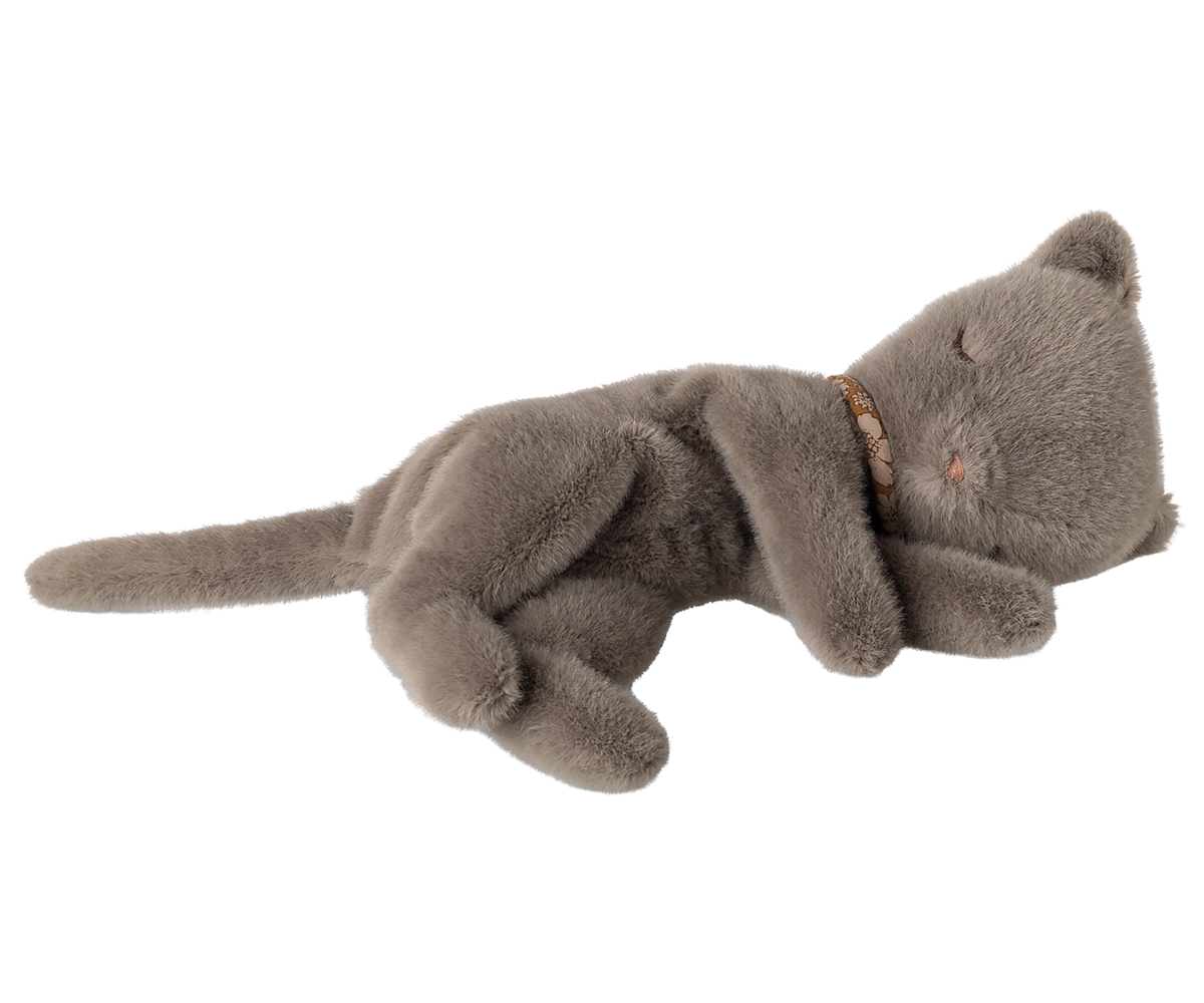 Maileg | Sleeping kitten Plush, grey | 16-6995-01