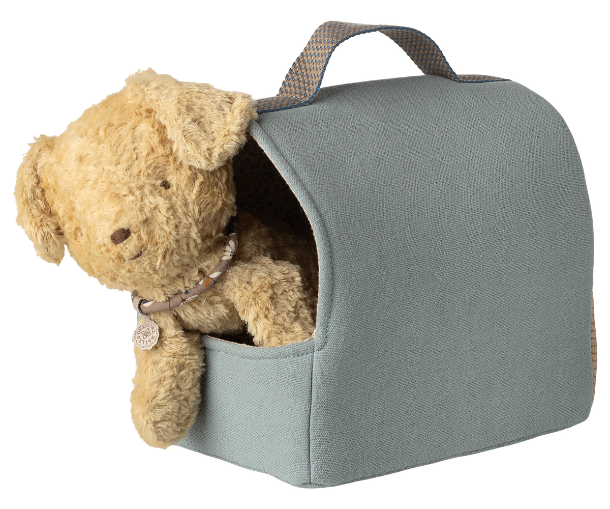 Maileg | Pet carrier, puppy draagmand, dusty blue | 16-6915-01