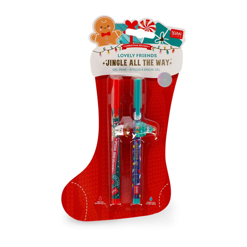 Legami | Kerst Gelpennen Set Teddy Bear & Penguin – Jingle All The Way