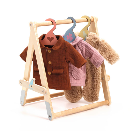 Djeco | pomea houten kledingrek met 3 hangers