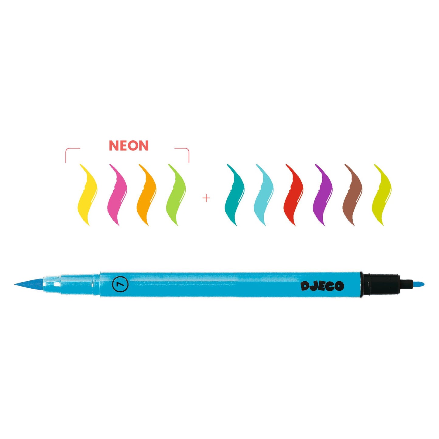 Djeco | Dubbelpunt viltstiften 10 kleuren - neon - DJ08799