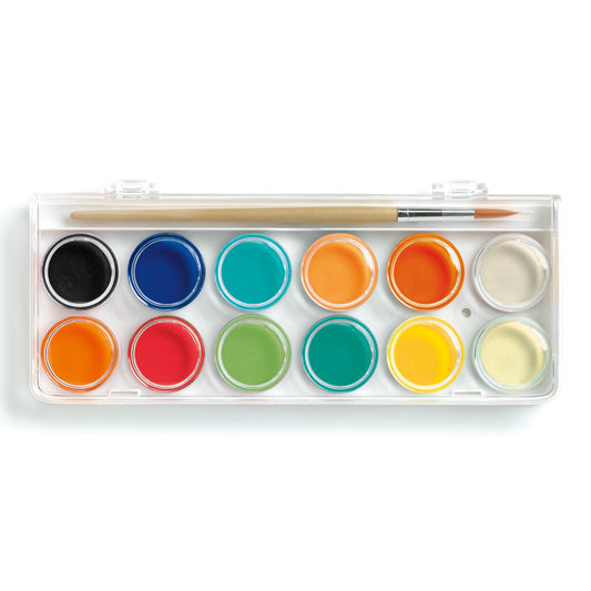 Djeco | Set plakkaatverf 12 kleuren met penseel - DJ08803