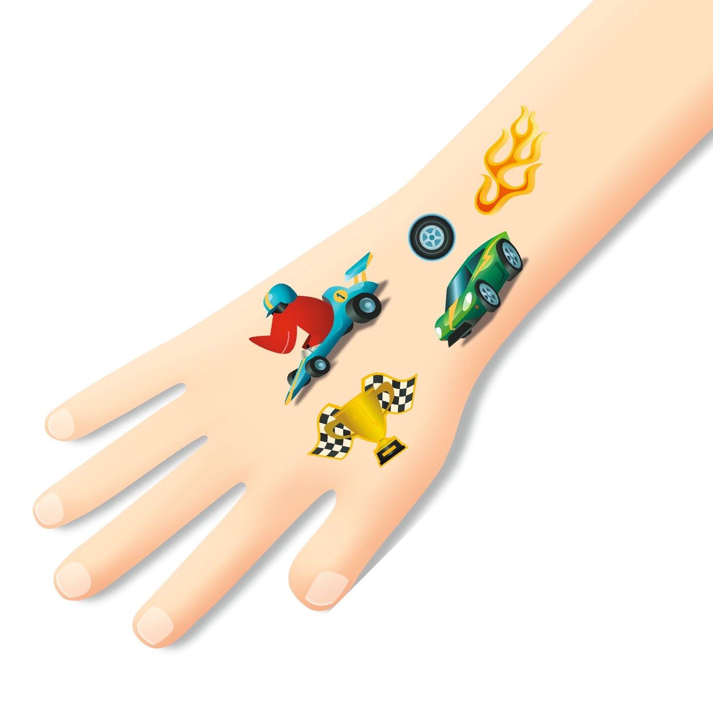 Djeco | Raceauto’s Tattoos – tijdelijke metallic tattoos - DJ09916