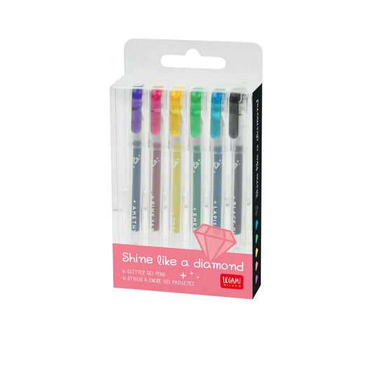 Legami | Shine Like A Diamond Glitter Gelpennen – Set van 6
