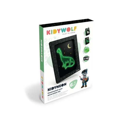 Kidywolf | Kidyneon lichtgevende wanddecoratie - dino