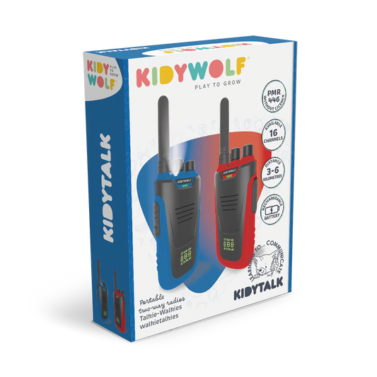 Kidywolf | KIDYTALK Blauw & Rood – Walkietalkies voor Avontuurlijke Kids