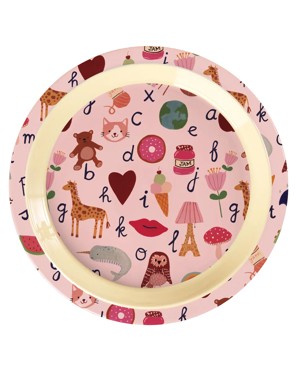 RICE | Melamine kinderbord Pink ABC