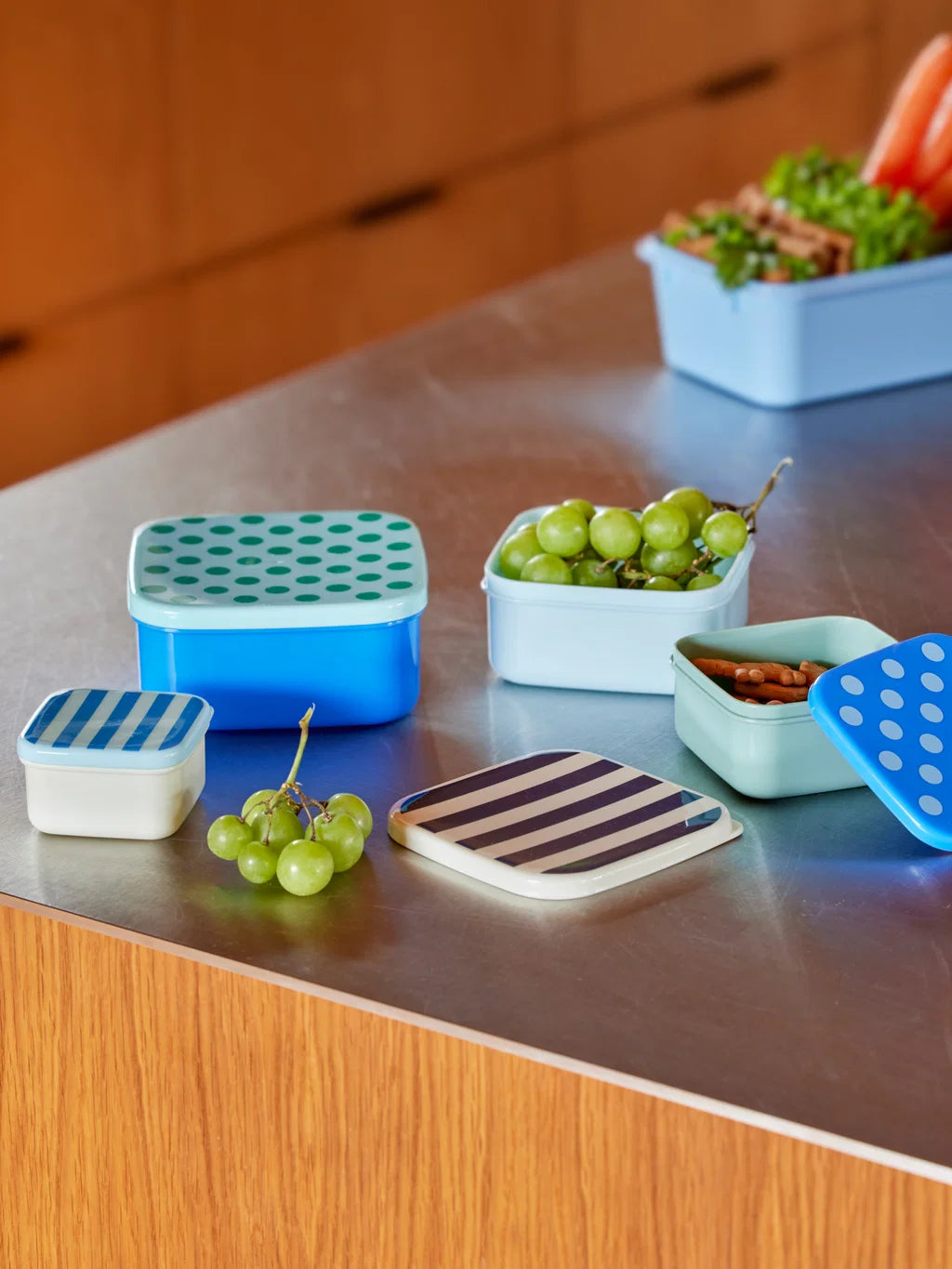 RICE | Bewaarbakjes Stripes & Dots - set van 4