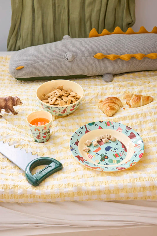 RICE | Melamine kinderbord Blue ABC