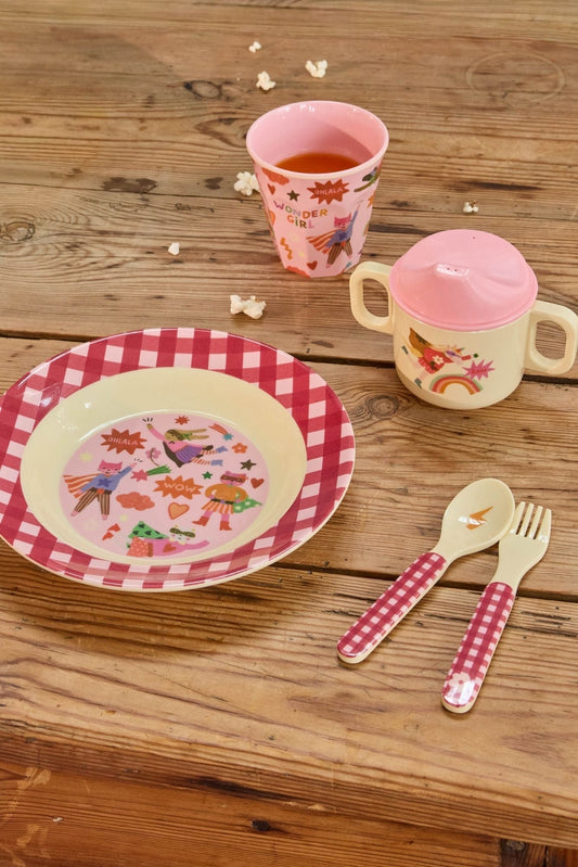 RICE | medium kids cup - pink - hero print