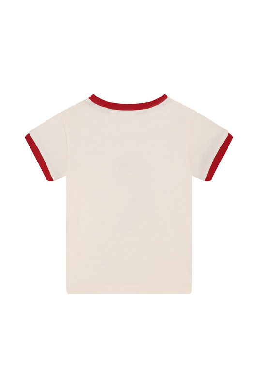 Mini Rebels | shirt ecru met rode boorden