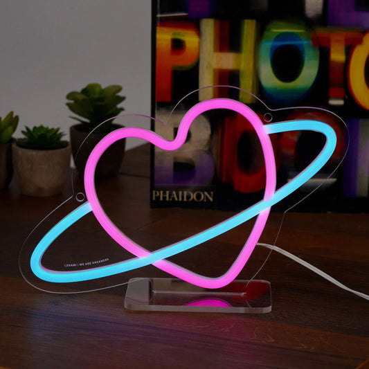 Legami | Neon LED Lamp Planet Heart – It’s a Sign | Hart Sfeerverlichting
