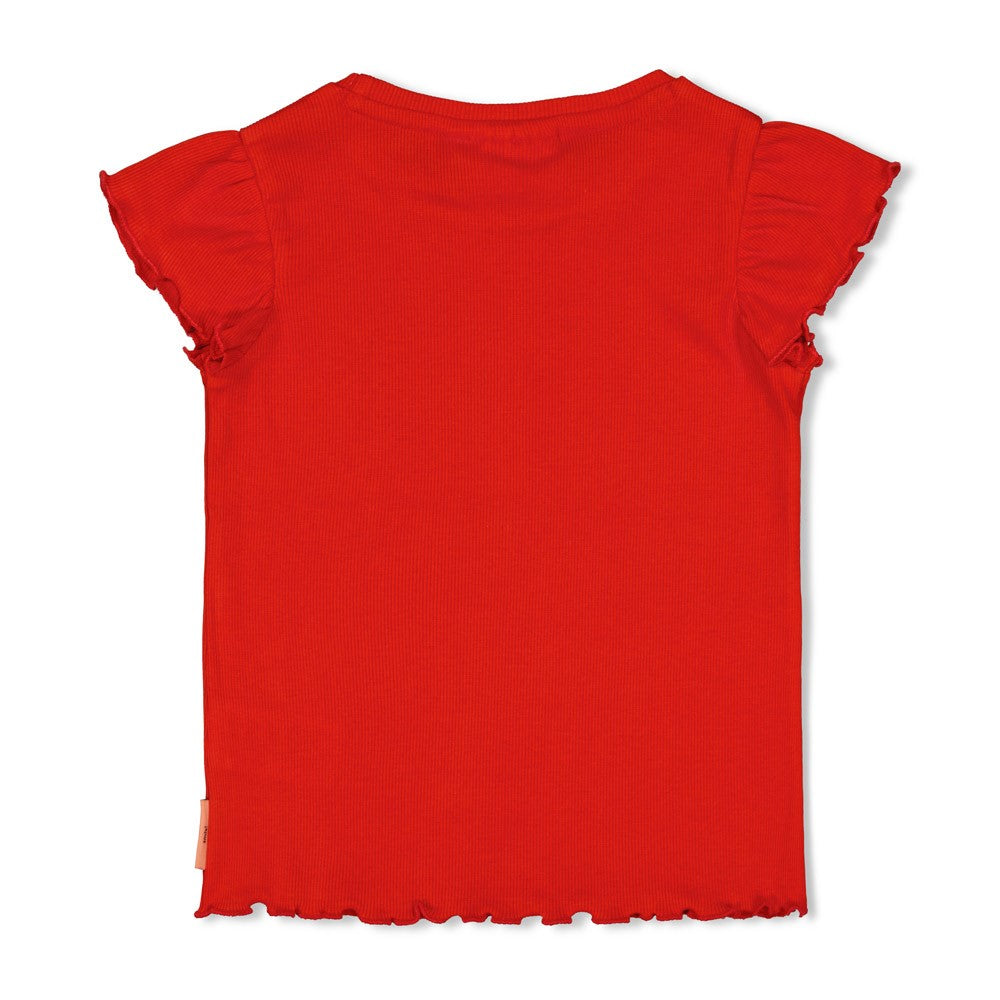 Jubel | t-shirt rib rood - salsa sunset