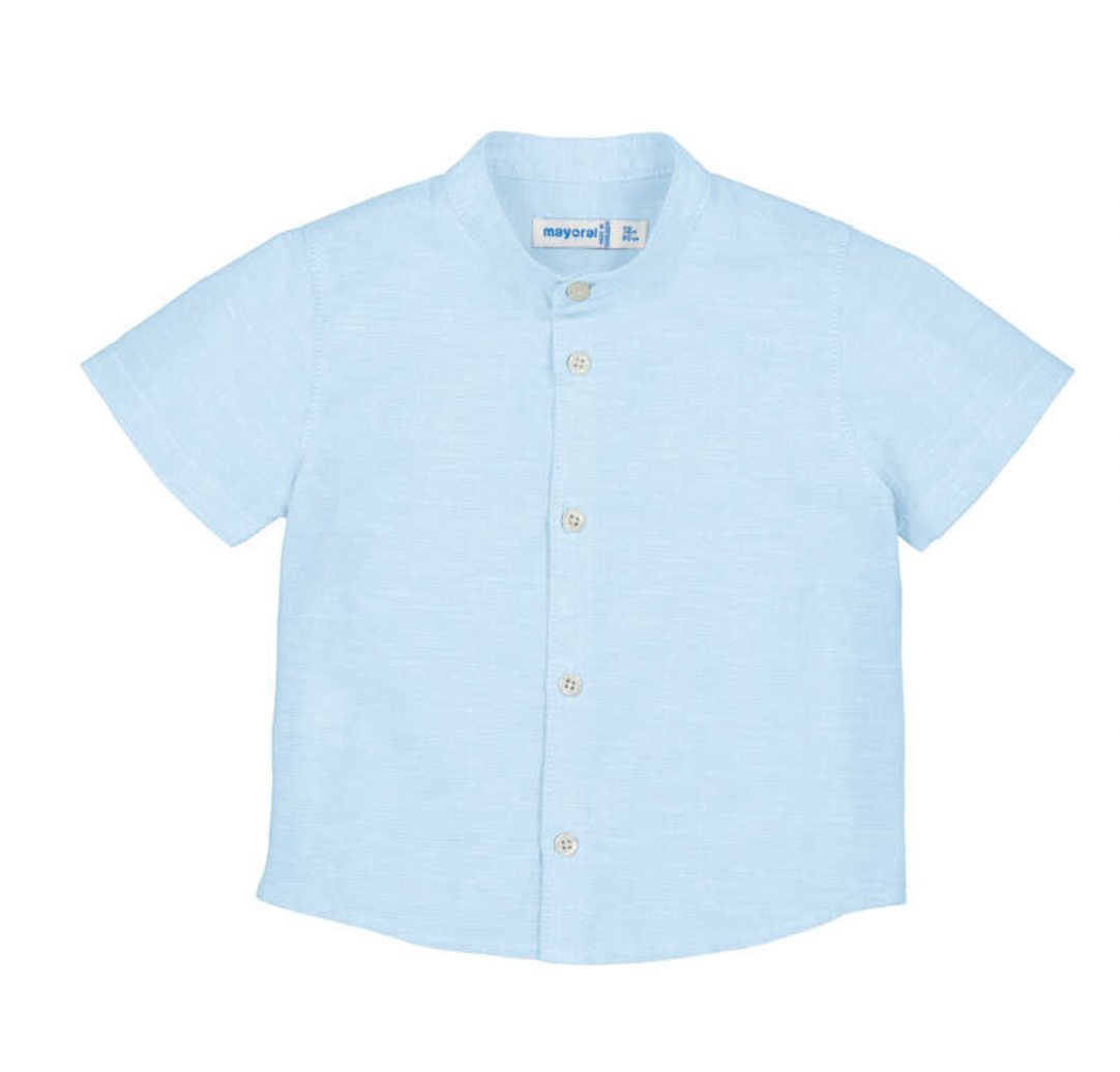 Mayoral | Linnen Mao blouse lichtblauw