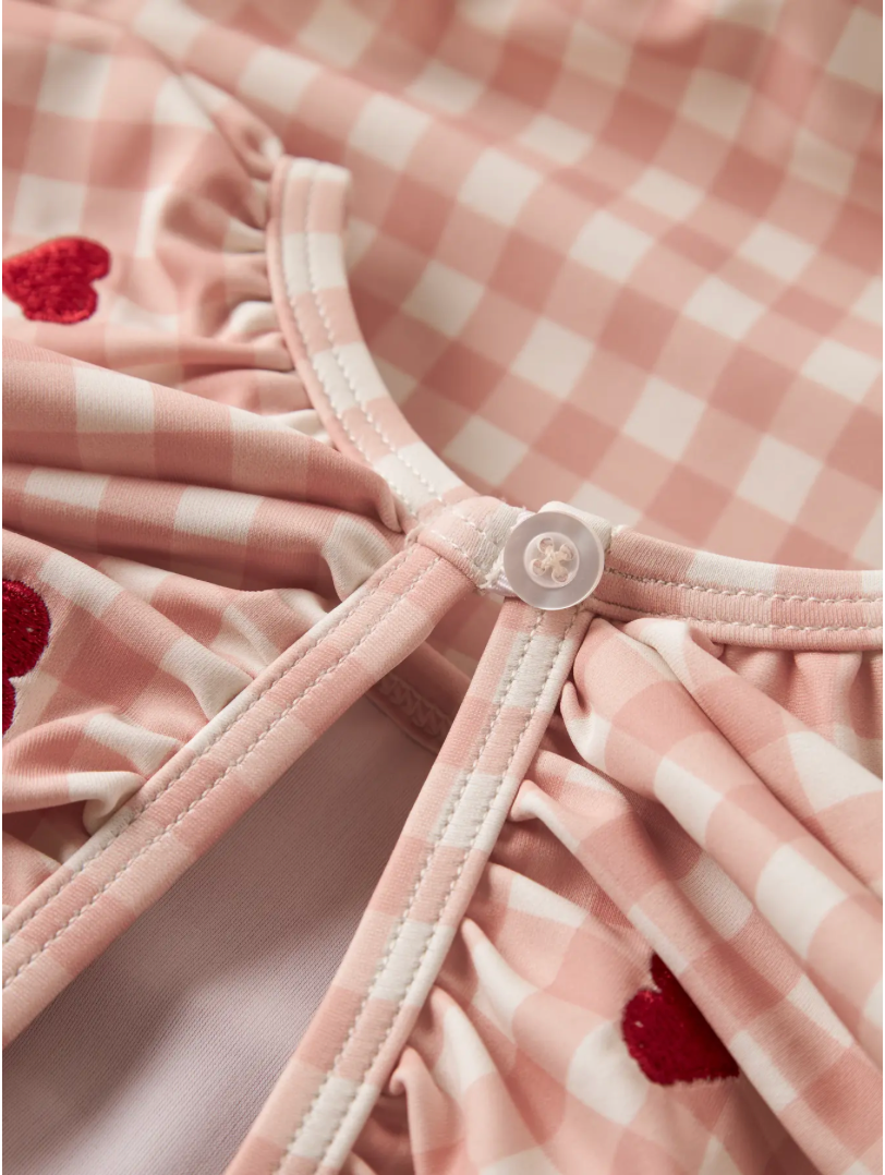 Lil Atelier | Badpak check roze hart swimsuit