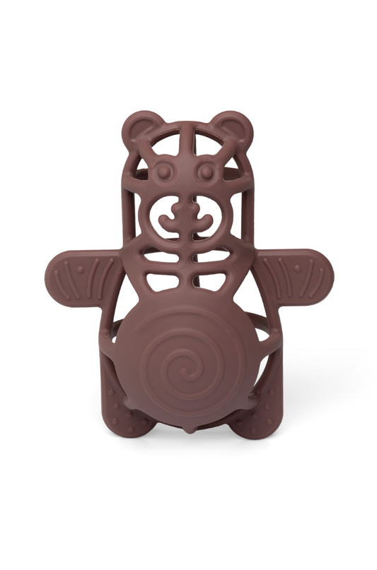 Little L | bijtring beer bruin – ergonomisch siliconen babyspeelgoed