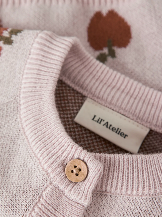 Lil' Atelier | Gebreid Baby Vestje met Appelprint – Lichtroze
