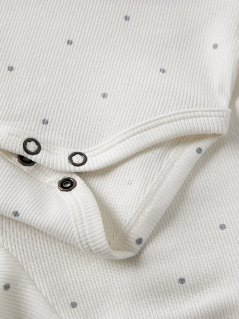 Lil' Atelier | Baby Romper Rib Off White met Stipjes