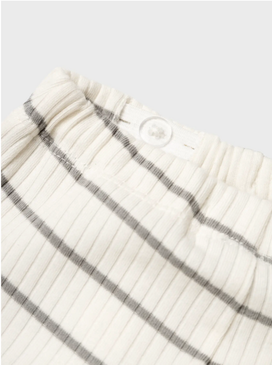 Lil' Atelier | Babybroek Rib Gestreept Off White