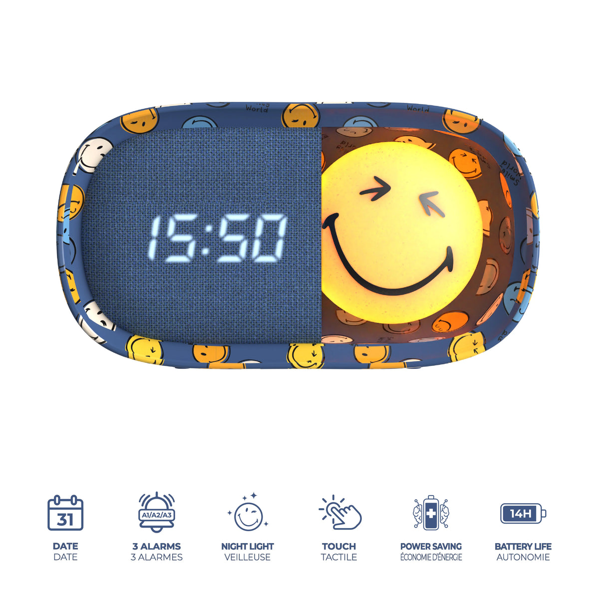 MOB | Dreamy Clock Smiley World Blauw