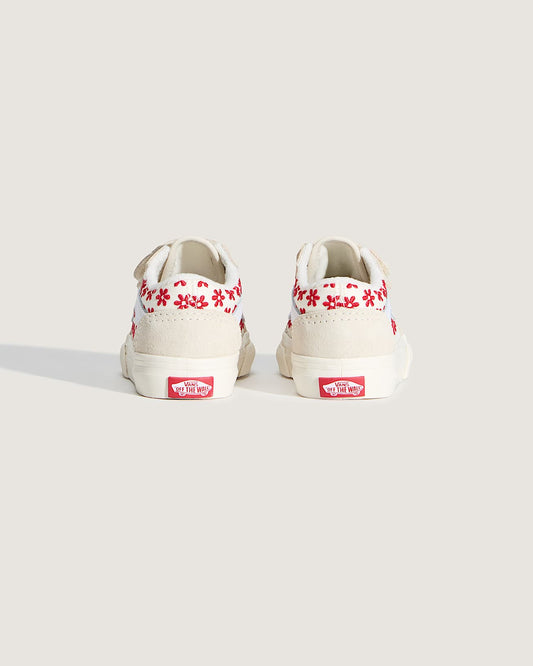 Vans | Old Skool V Sneakers – Crème met Rode Bloemenprint