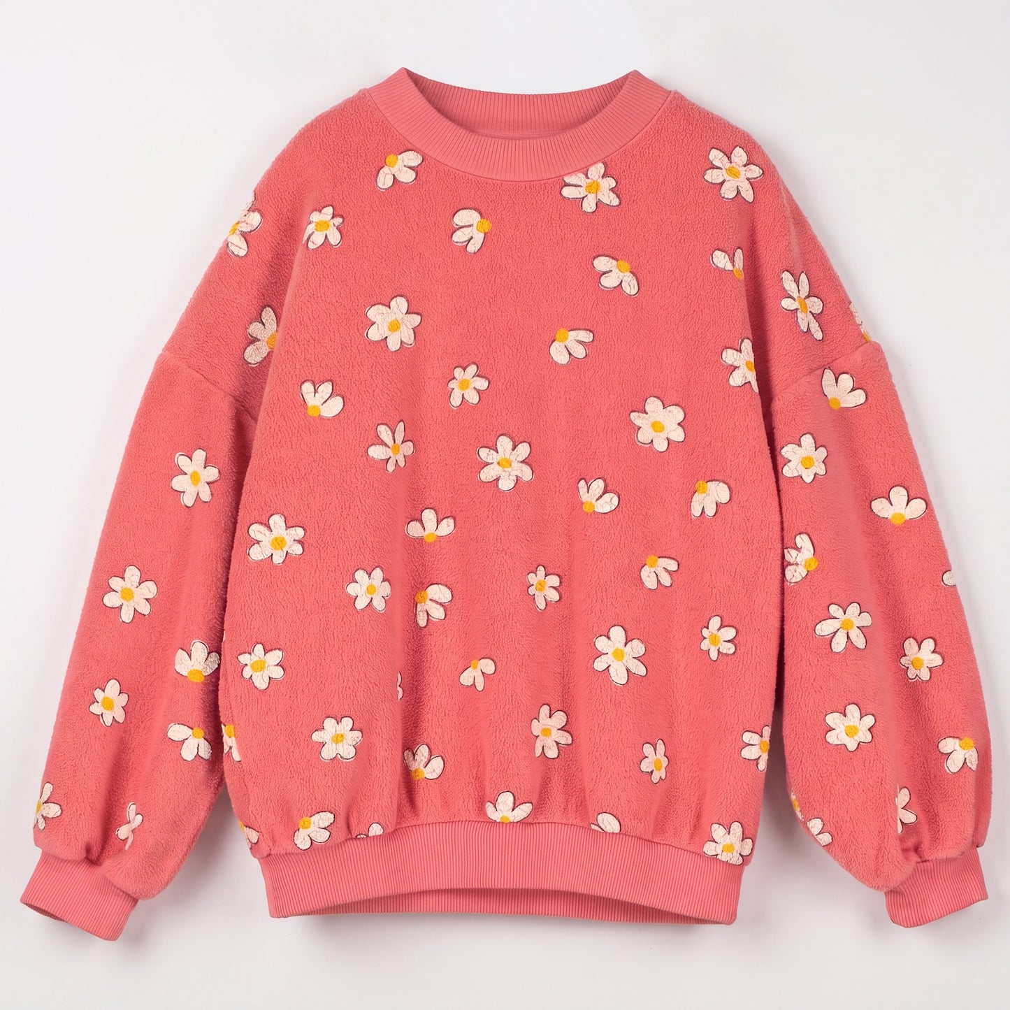 Lötiekids | Daisies teddy sweatshirt koraal