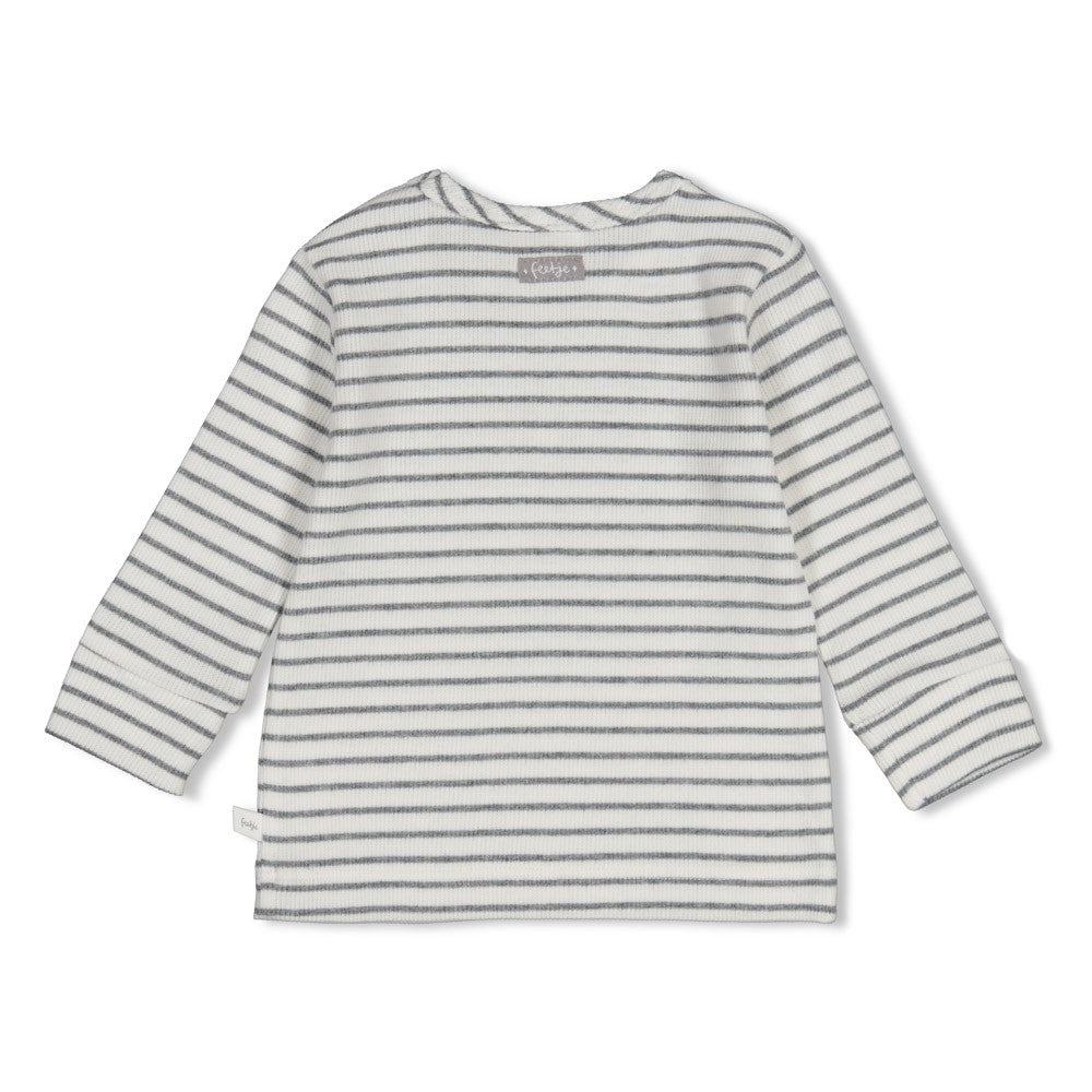 Feetje | Gestreepte rib longsleeve Penguin Cuddles antraciet