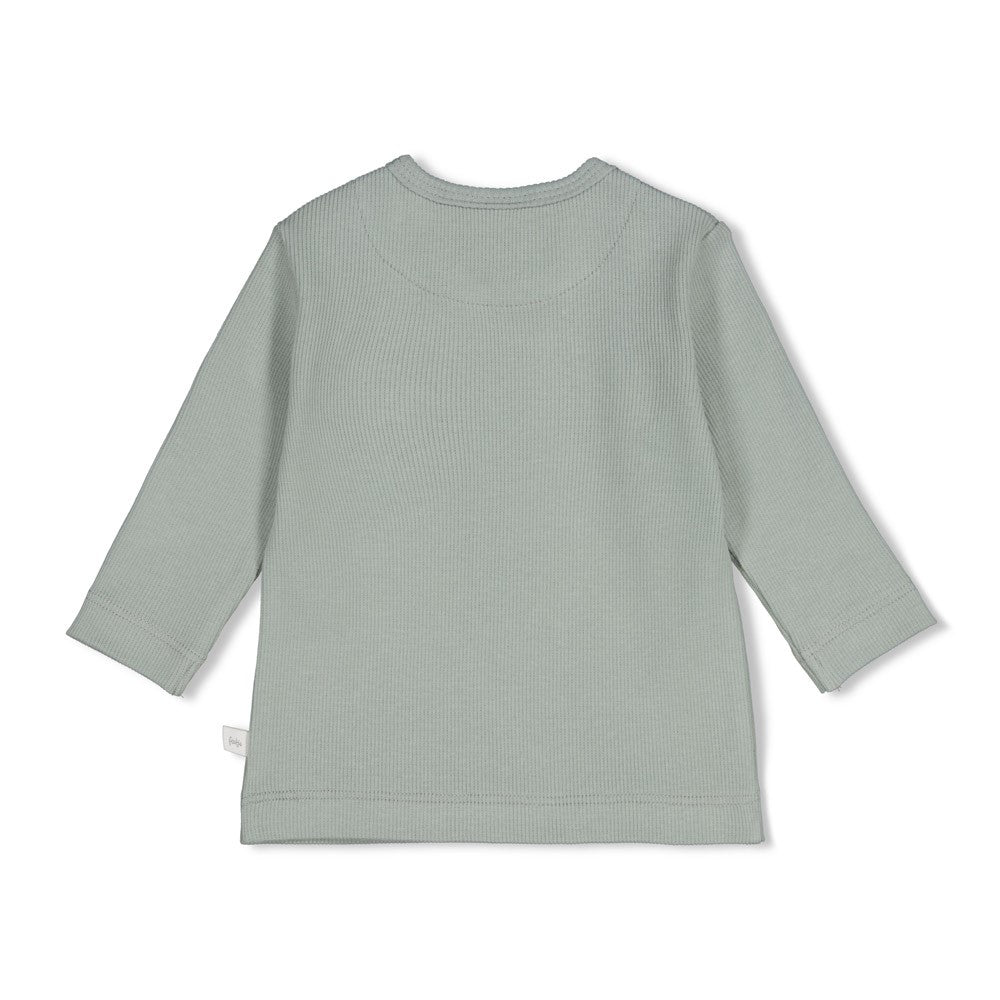 Feetje | Rib longsleeve Penguin Cuddles zeegroen