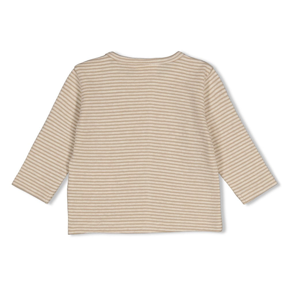Feetje | Gestreepte rib longsleeve Over the Moon for You taupe