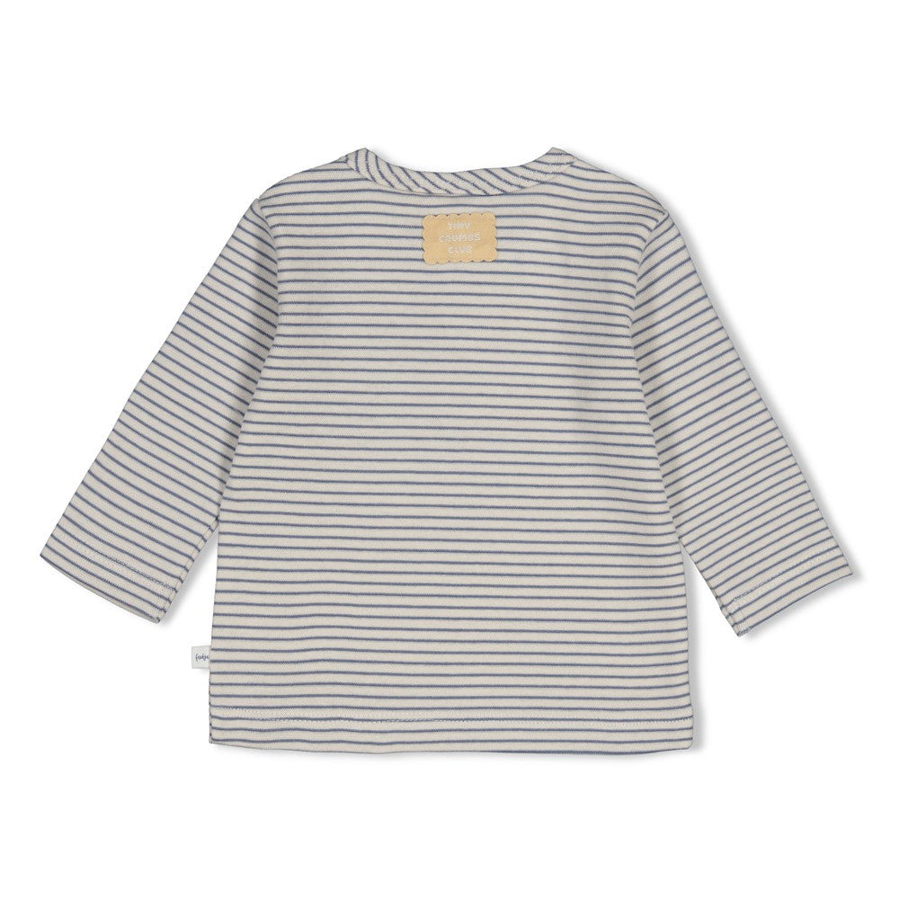 Feetje | Gestreepte rib longsleeve Breakfast Buddy blauw