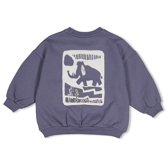 Sturdy | Oversized sweater met backprint Rock the Earth - Blauw