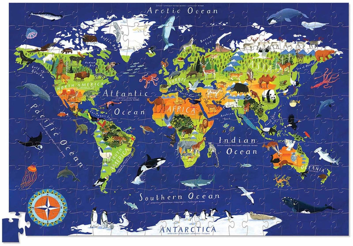Crocodile Creek | Dieren van de wereld puzzel met poster - 200 stukjes