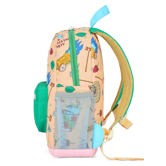 Schuine voorkant van de Hello Hossy Cocktail Party kinderrugzak