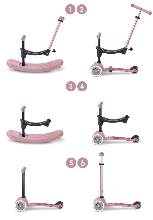 Micro Mini step roze met zitje en duwstang voor peuters