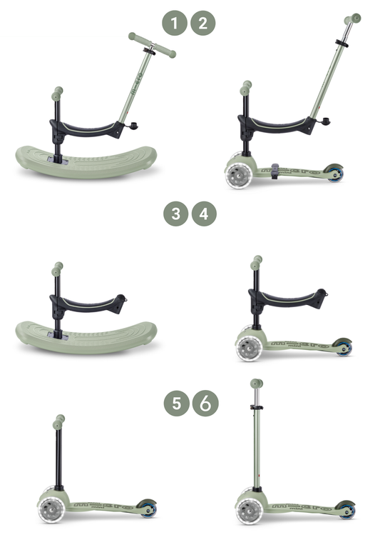 Micro Mini step groen met zitje en duwstang