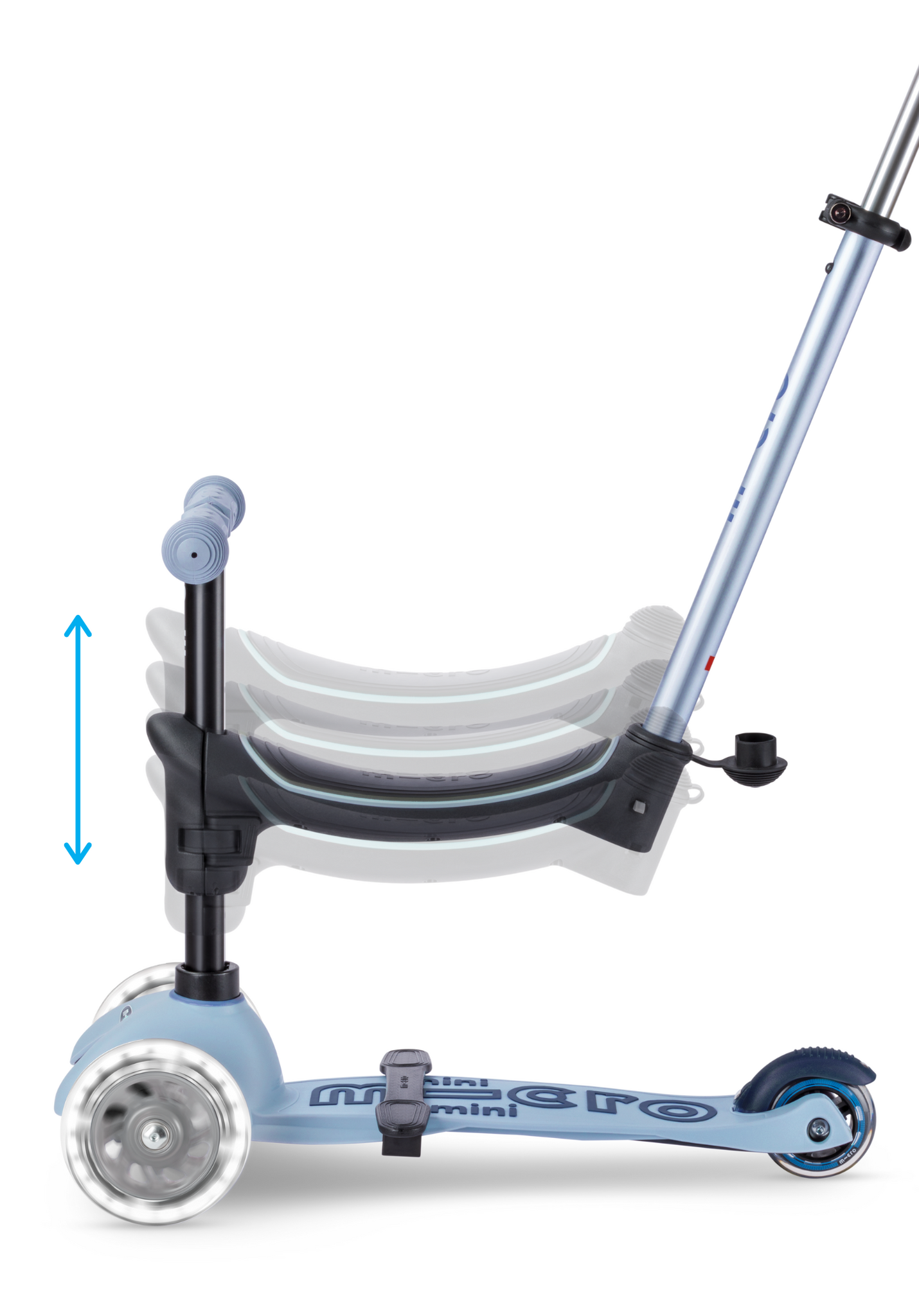 Micro Mini step blauw detail stuur en grip