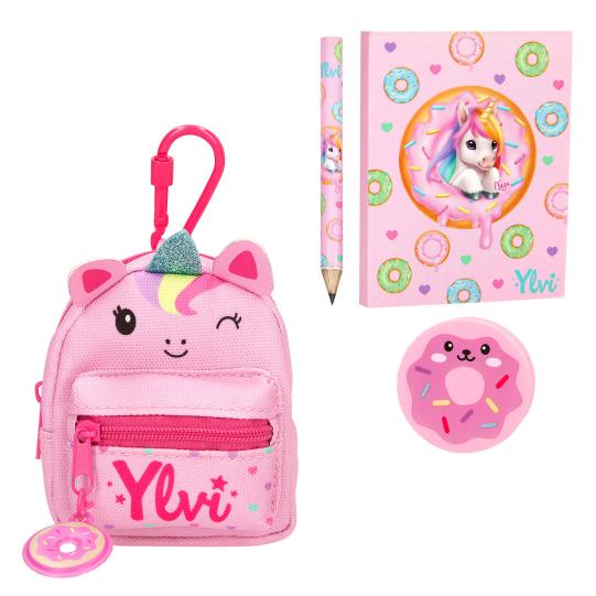 Ylvi | Eenhoorn Mini Rugzak met Schrijfset – Schattige Rugzakhanger met Notitieboekje