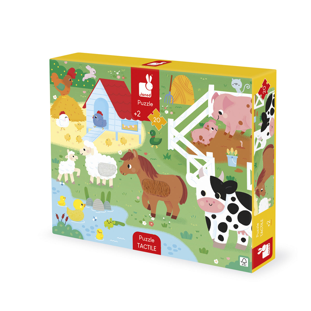 Janod | Voelpuzzel Boerderij – Educatieve Tactiele Puzzel (2+)