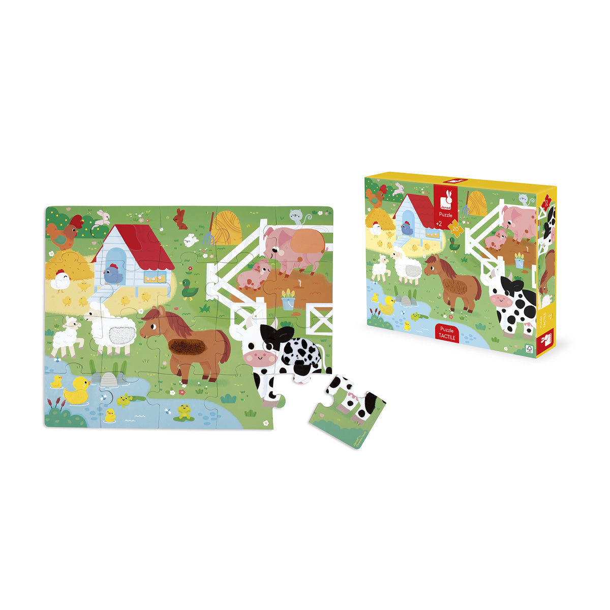 Janod | Voelpuzzel Boerderij – Educatieve Tactiele Puzzel (2+)
